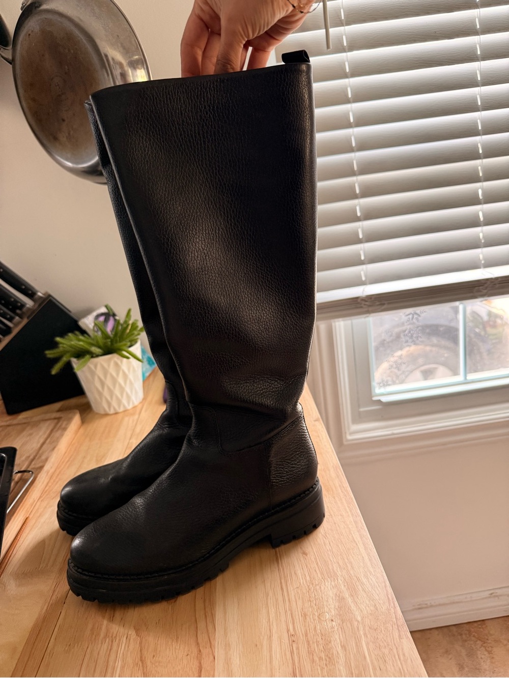 Steve Madden Black Tall Leather Riding Boots - Picture 1 of 4